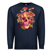 Navy Floral skeleton with mushrooms Premium Sweatshirt - RanaPortraitStore