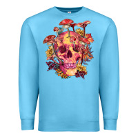 Ocean Blue Floral skeleton with mushrooms Premium Sweatshirt - RanaPortraitStore