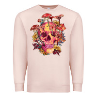 Pale Pink Floral skeleton with mushrooms Premium Sweatshirt - RanaPortraitStore