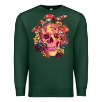 Sports Green Floral skeleton with mushrooms Premium Sweatshirt - RanaPortraitStore