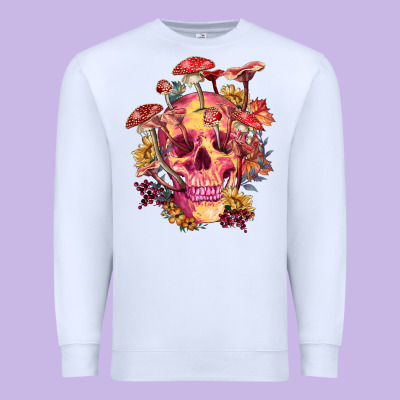 Premium Sweatshirt Floral skeleton with mushrooms