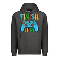 Charcoal Heather finish him Premium Hoodie - JahusDesignShop