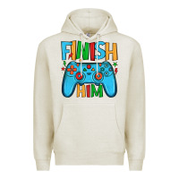 Oatmeal Heather finish him Premium Hoodie - JahusDesignShop