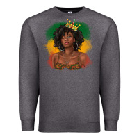 Charcoal Heather black queen with juneteenth flag Premium Sweatshirt - texasbilliewilder