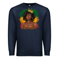 Navy black queen with juneteenth flag Premium Sweatshirt - texasbilliewilder
