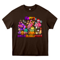 Chocolate Brown Happy Hallo Thanks Mas Heavy Core Tee - CowhideDigitalArt
