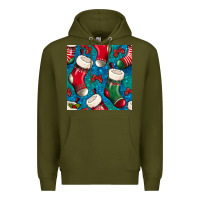 Army Green christmas socks seamless pattern Premium Hoodie - BundleAndBundleShop