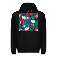 Black christmas socks seamless pattern Premium Hoodie - BundleAndBundleShop