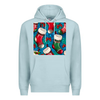 Blue Mist christmas socks seamless pattern Premium Hoodie - BundleAndBundleShop