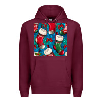 Burgundy christmas socks seamless pattern Premium Hoodie - BundleAndBundleShop