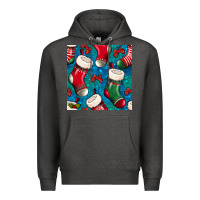 Charcoal Heather christmas socks seamless pattern Premium Hoodie - BundleAndBundleShop