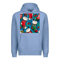 Colony Blue christmas socks seamless pattern Premium Hoodie - BundleAndBundleShop