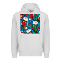 Dove Grey christmas socks seamless pattern Premium Hoodie - BundleAndBundleShop