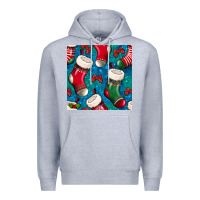 Heather Grey christmas socks seamless pattern Premium Hoodie - BundleAndBundleShop