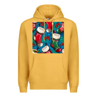 Mustard christmas socks seamless pattern Premium Hoodie - BundleAndBundleShop