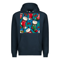 Navy christmas socks seamless pattern Premium Hoodie - BundleAndBundleShop