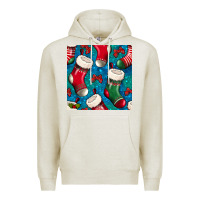 Oatmeal Heather christmas socks seamless pattern Premium Hoodie - BundleAndBundleShop