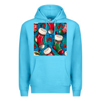 Ocean Blue christmas socks seamless pattern Premium Hoodie - BundleAndBundleShop