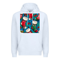 White christmas socks seamless pattern Premium Hoodie - BundleAndBundleShop