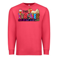 Cardinal this teacher wears her heart on her sleeve Premium Sweatshirt - Zillion Design Studio