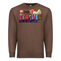 Chestnut this teacher wears her heart on her sleeve Premium Sweatshirt - Zillion Design Studio