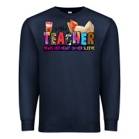Navy this teacher wears her heart on her sleeve Premium Sweatshirt - Zillion Design Studio