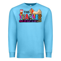 Ocean Blue this teacher wears her heart on her sleeve Premium Sweatshirt - Zillion Design Studio