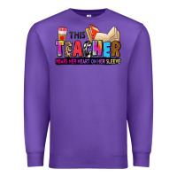 Purple this teacher wears her heart on her sleeve Premium Sweatshirt - Zillion Design Studio