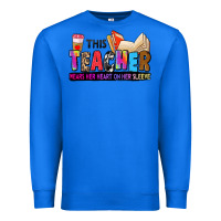 True Royal this teacher wears her heart on her sleeve Premium Sweatshirt - Zillion Design Studio