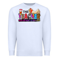 White this teacher wears her heart on her sleeve Premium Sweatshirt - Zillion Design Studio