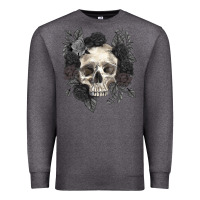 Charcoal Heather Floral skull Premium Sweatshirt - RanaPortraitStore