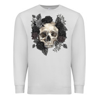 Dove Grey Floral skull Premium Sweatshirt - RanaPortraitStore