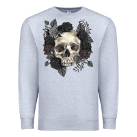 Heather Grey Floral skull Premium Sweatshirt - RanaPortraitStore