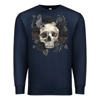 Navy Floral skull Premium Sweatshirt - RanaPortraitStore