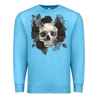 Ocean Blue Floral skull Premium Sweatshirt - RanaPortraitStore