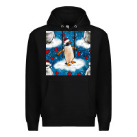 Black christmas penguin and heart seamless pattern Premium Hoodie - BundleAndBundleShop