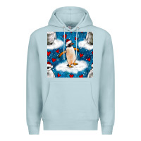 Blue Mist christmas penguin and heart seamless pattern Premium Hoodie - BundleAndBundleShop