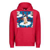 Cardinal christmas penguin and heart seamless pattern Premium Hoodie - BundleAndBundleShop