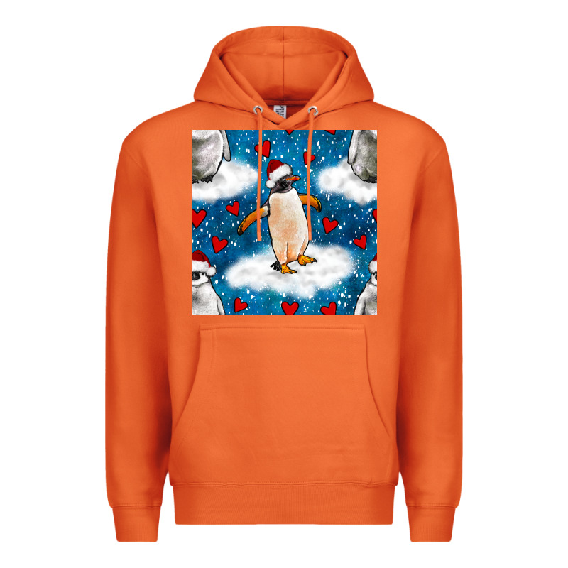 Christmas Penguin And Heart Seamless Pattern Premium Hoodie by BundleAndBundleShop | Teevron