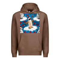 Chestnut christmas penguin and heart seamless pattern Premium Hoodie - BundleAndBundleShop
