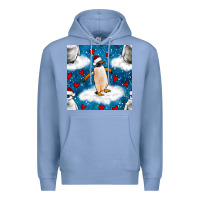 Colony Blue christmas penguin and heart seamless pattern Premium Hoodie - BundleAndBundleShop