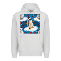 Dove Grey christmas penguin and heart seamless pattern Premium Hoodie - BundleAndBundleShop