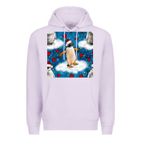Lilac christmas penguin and heart seamless pattern Premium Hoodie - BundleAndBundleShop