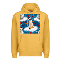 Mustard christmas penguin and heart seamless pattern Premium Hoodie - BundleAndBundleShop