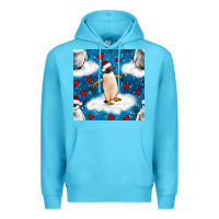 Ocean Blue christmas penguin and heart seamless pattern Premium Hoodie - BundleAndBundleShop