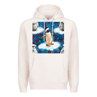 Pale Pink christmas penguin and heart seamless pattern Premium Hoodie - BundleAndBundleShop