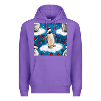 Purple christmas penguin and heart seamless pattern Premium Hoodie - BundleAndBundleShop