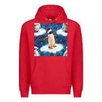 Red christmas penguin and heart seamless pattern Premium Hoodie - BundleAndBundleShop
