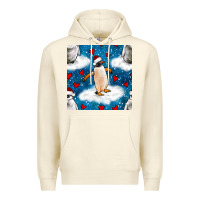 Sandshell christmas penguin and heart seamless pattern Premium Hoodie - BundleAndBundleShop