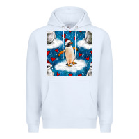 White christmas penguin and heart seamless pattern Premium Hoodie - BundleAndBundleShop